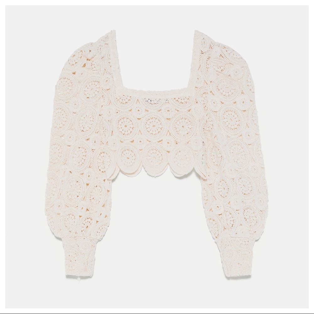 NWT. Zara Cream Textured Wave Top. Size M. - Picture 5 of 8
